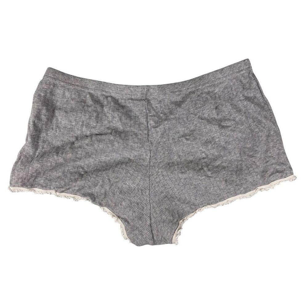 Brandy Melville Women's S Gray Ribbed Sleep Shorts with Lace Trim - Picture 2 of 3